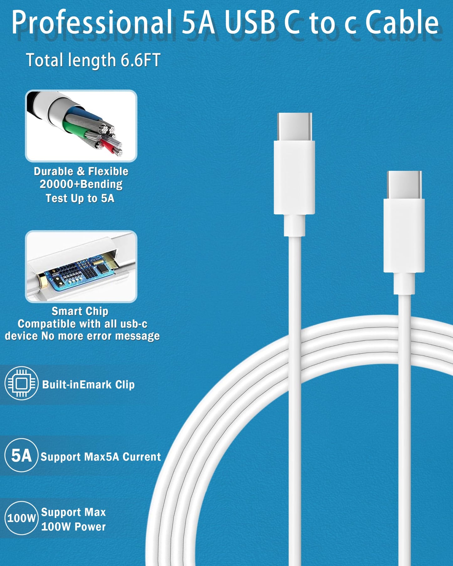 Mac Book Charger,100W USB C Charger for MacBook Pro 16, 15, 14, 13 Inch, MacBook Air 13 Inch, iPad Pro 2023/2022/ 2021/2020/ 2019/2018 All USB C Device,USB C to C Cable Power Adapter