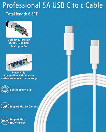 Mac Book Charger,100W USB C Charger for MacBook Pro 16, 15, 14, 13 Inch, MacBook Air 13 Inch, iPad Pro 2023/2022/ 2021/2020/ 2019/2018 All USB C Device,USB C to C Cable Power Adapter