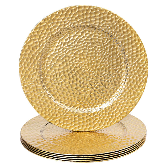 MAONAME Gold Charger Plates, Set of 6, 13" Round Charger Plates, Decorative Chargers for Dinner Plates, Plastic Plate Chargers for Dinner Plates