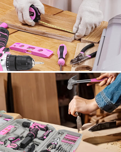 KingTool 219-Piece Pink Tool Kit with Drill
