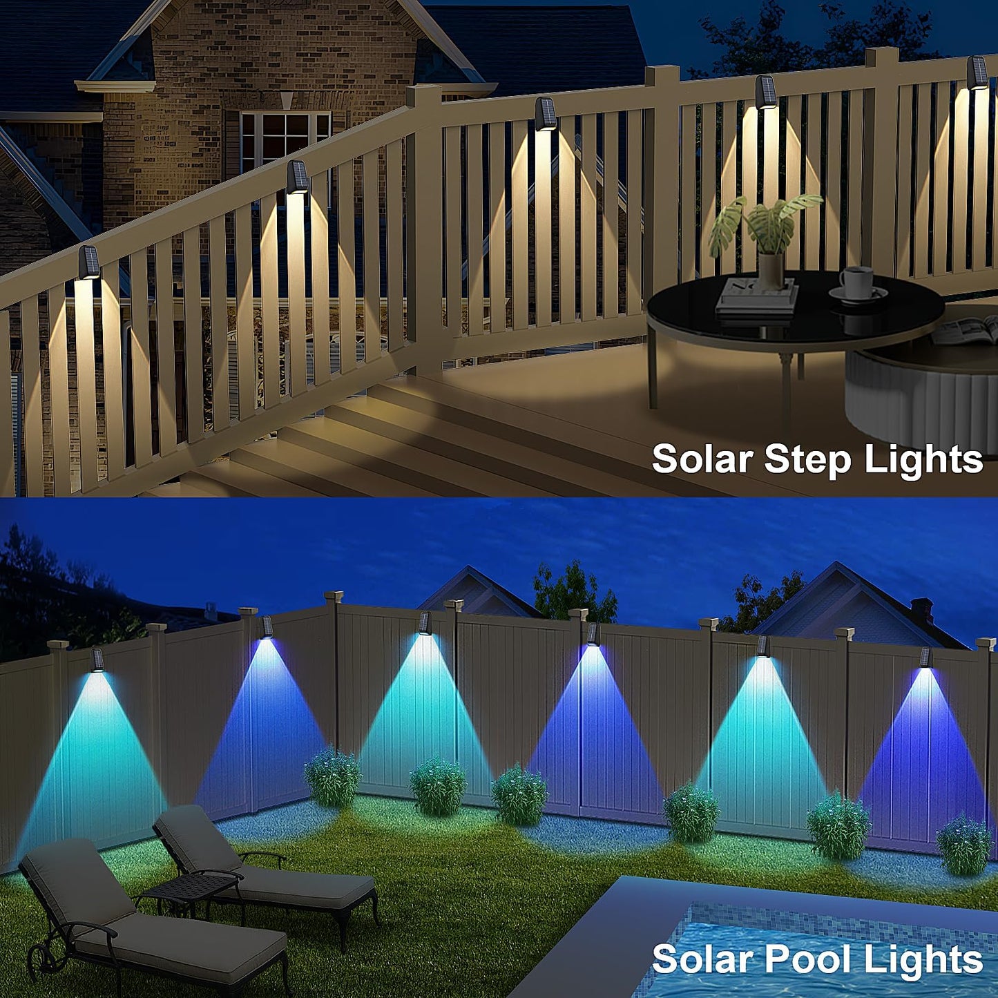 10 Pack Solar Powered Fence Lights Outdoor