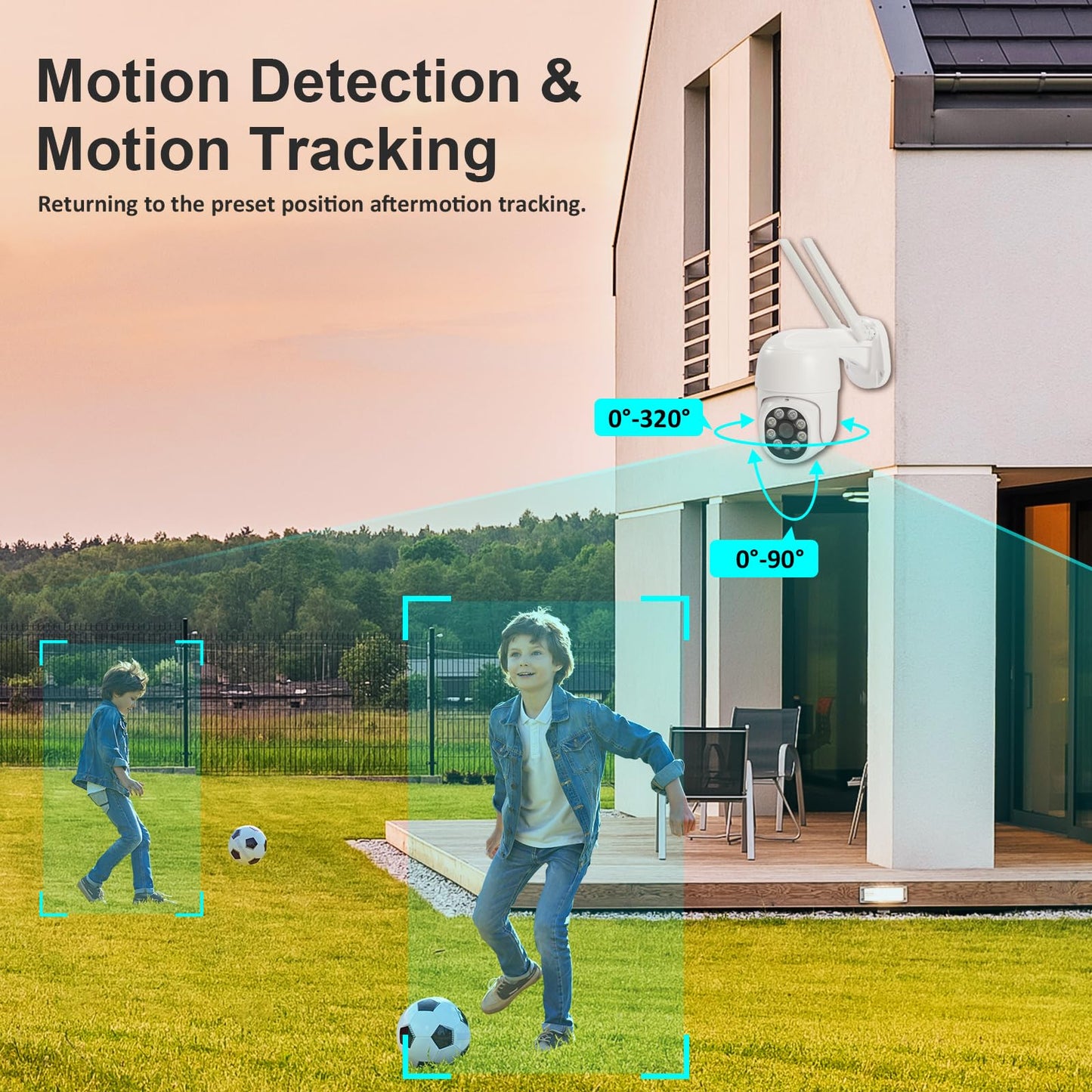 POHAAGNZE 1080P Security Camera Outdoor Wired/Wireless Starlight Color Night Vision, 2MP Cameras for Home AI Human Detection & Auto Tracking, IP66 2-Way Audio, US Cloud, Compatible with Alexa (2PCS)