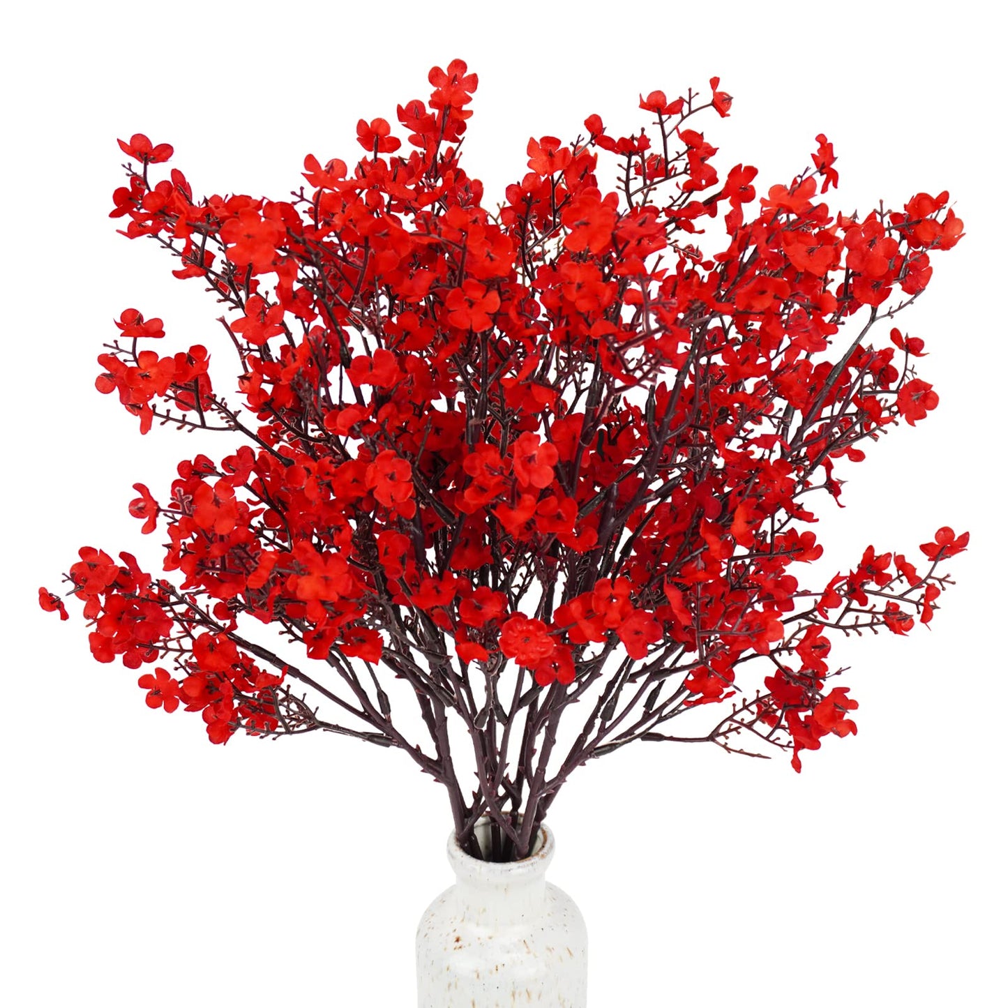 Uieke 30 Pcs Babys Breath Artificial Flowers Bulk Silk Red Faux Flowers Real Touch Gypsophila Bouquet for Christmas Halloween Home Wedding Decoration