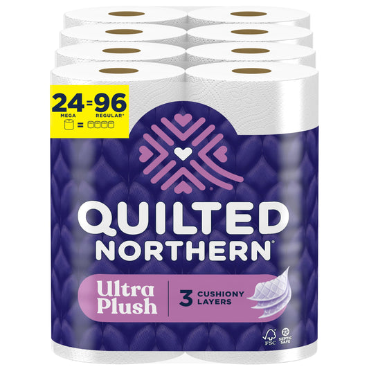 24 Mega Rolls Quilted Northern Ultra Plush Toilet Paper