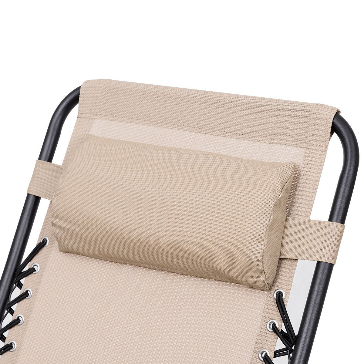Giantex 3 PCS Zero Gravity Chair Patio Chaise Lounge Chairs Outdoor Yard Pool Recliner Folding Lounge Table Chair Set Backyard Lounge Chairs (Beige)