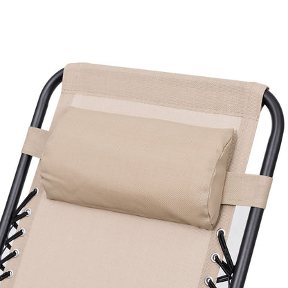 Giantex 3 PCS Zero Gravity Chair Patio Chaise Lounge Chairs Outdoor Yard Pool Recliner Folding Lounge Table Chair Set Backyard Lounge Chairs (Beige)
