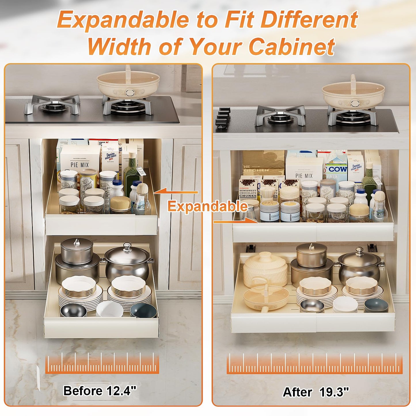 Adjustable Pull-Out Kitchen Cabinet Organizer