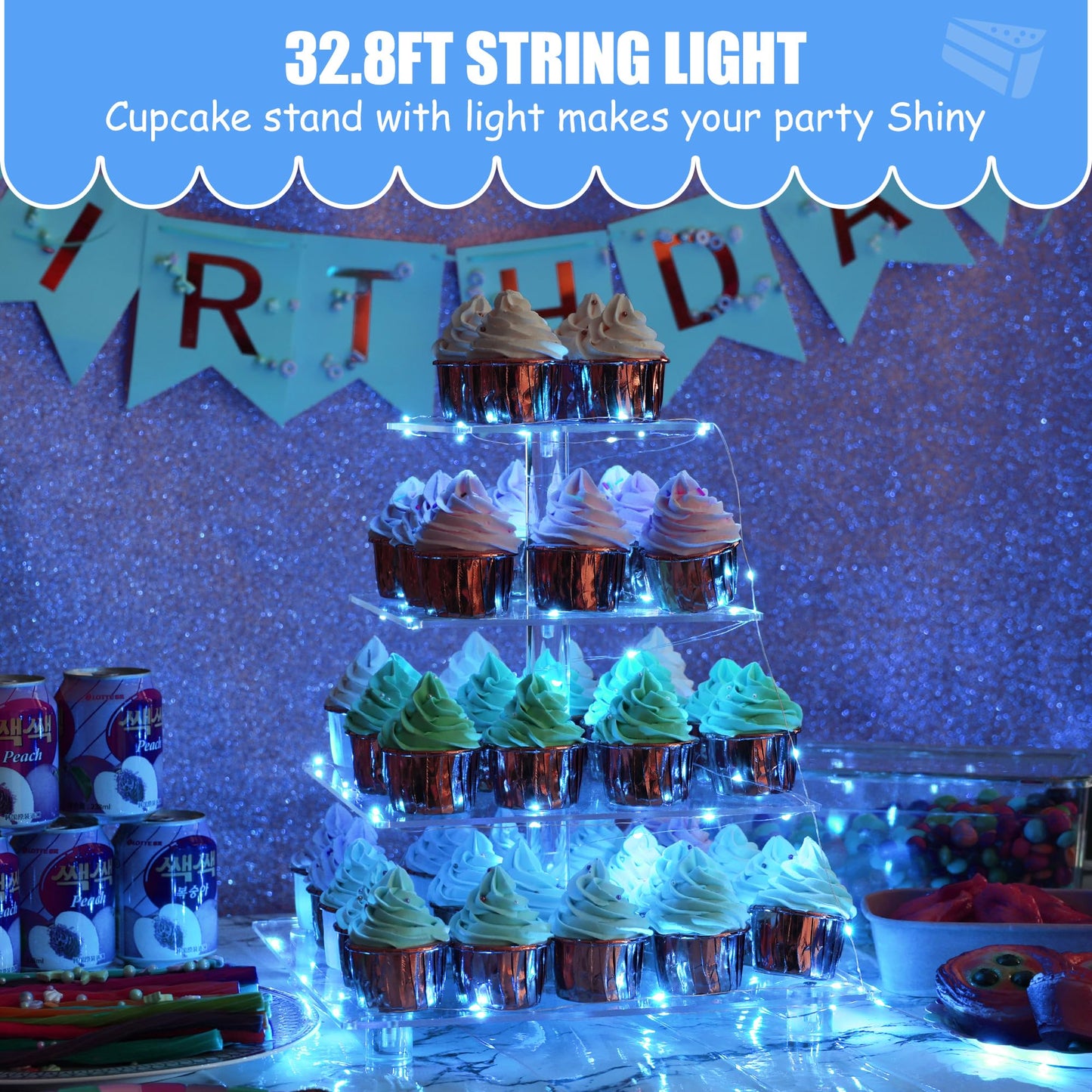 Antimbee 4-Tier Acrylic Cupcake Stand Display