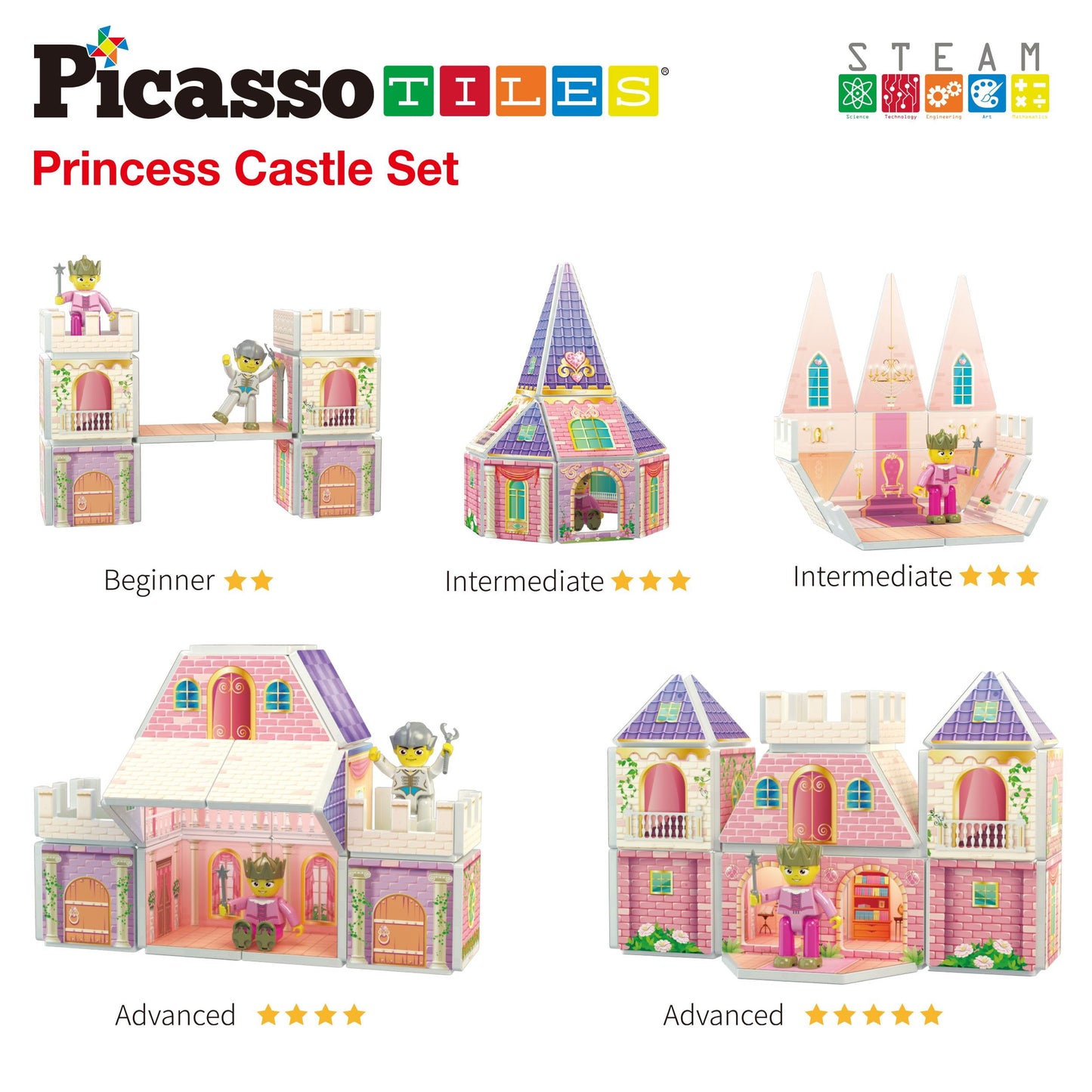 PicassoTiles Princess Castle Magnetic Building Blocks