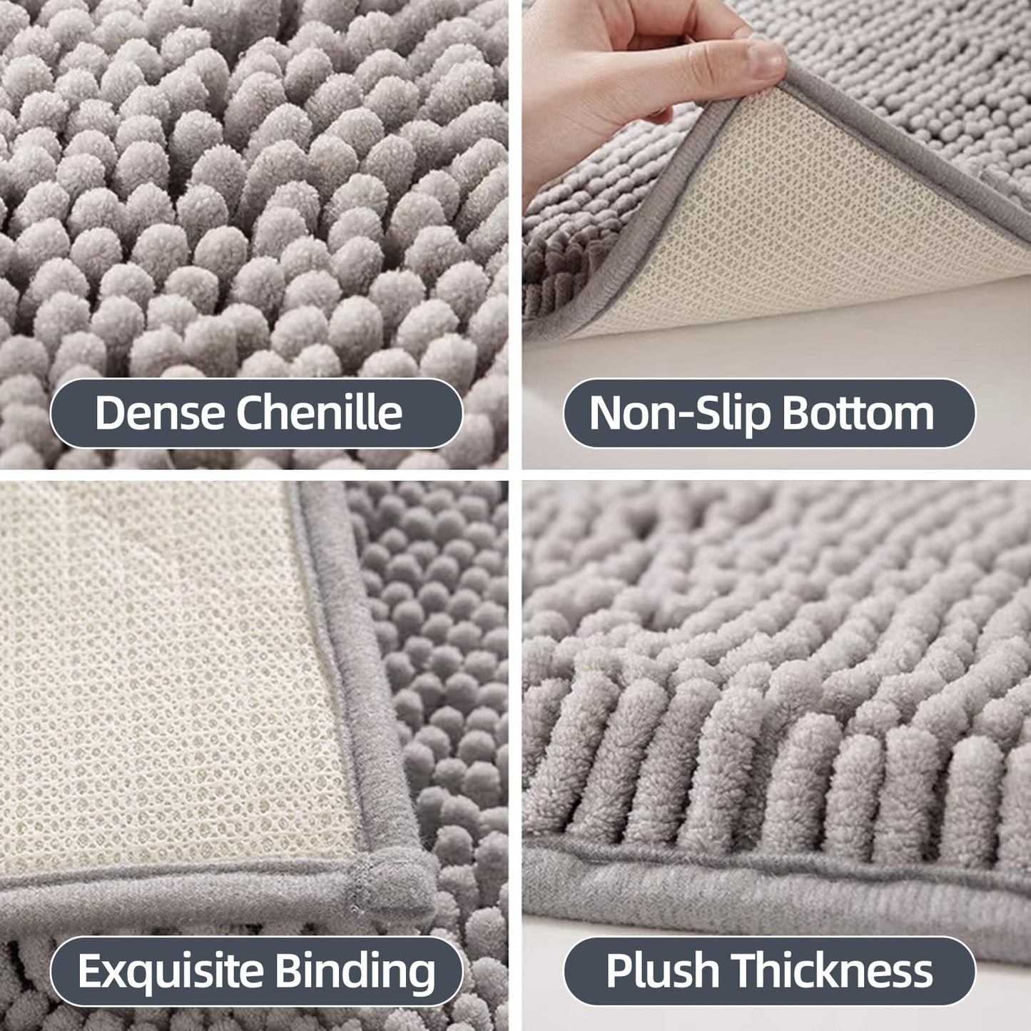 generic GWT Plush Chenille Bath Mat: Luxuriously Soft, Highly Absorbent, Non-Slip, 30""x20"" (Beige)
