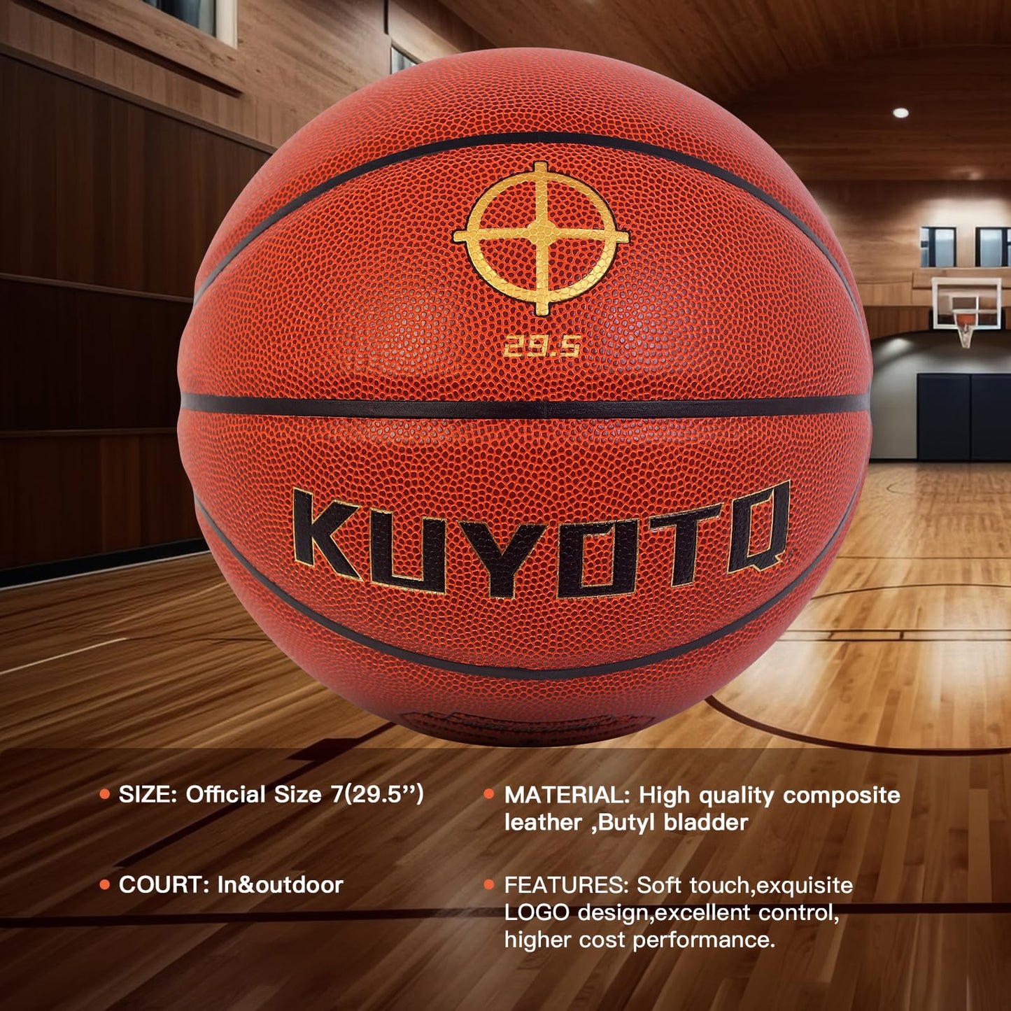 KUYOTQ Size 7 Soft Touch Basketball with Pump