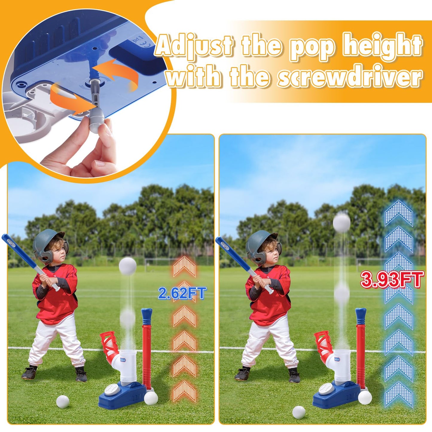 Kids Baseball Tee Set with Pitching Machine
