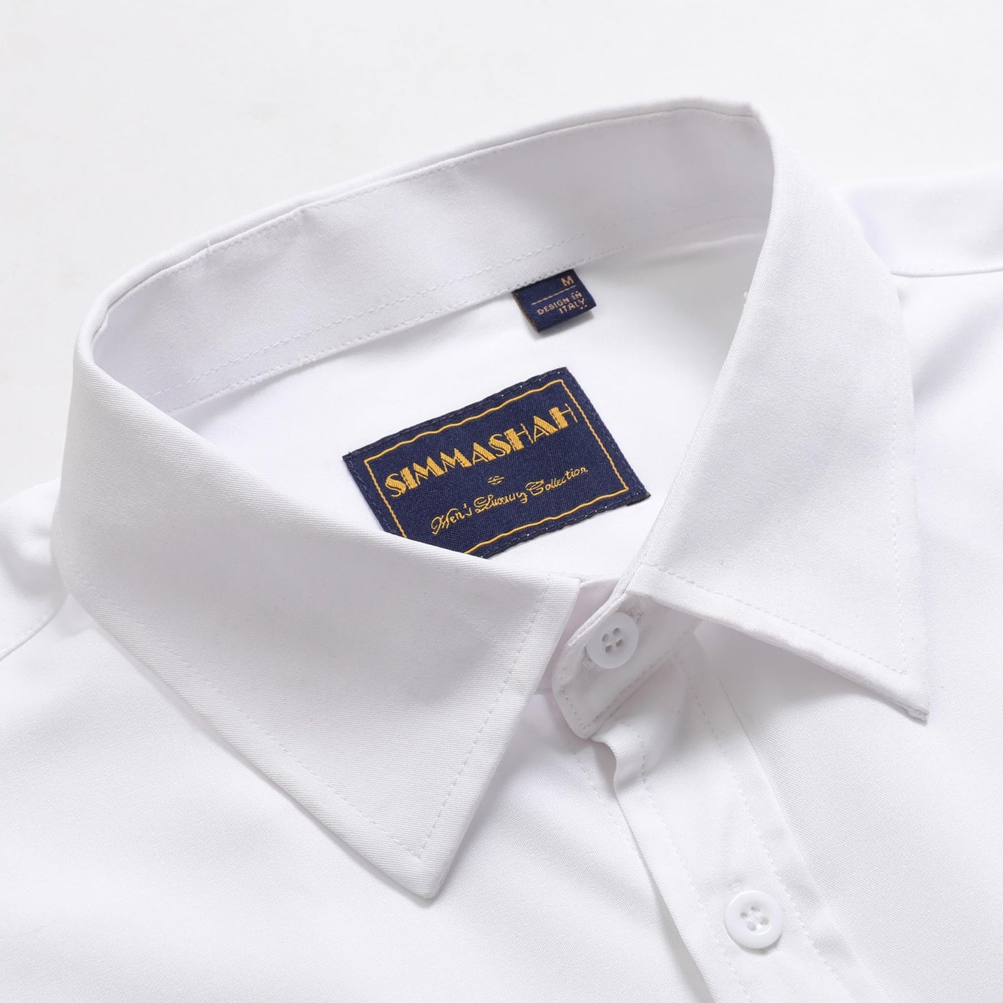 Simmashah Men's Wrinkle-Free Dress Shirt White M