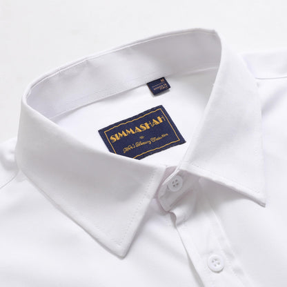 Simmashah Men's Wrinkle-Free Dress Shirt White M