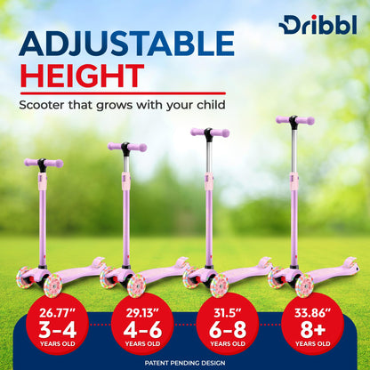 Dribbl Kids 3-Wheel Scooter with Adjustable Handlebar