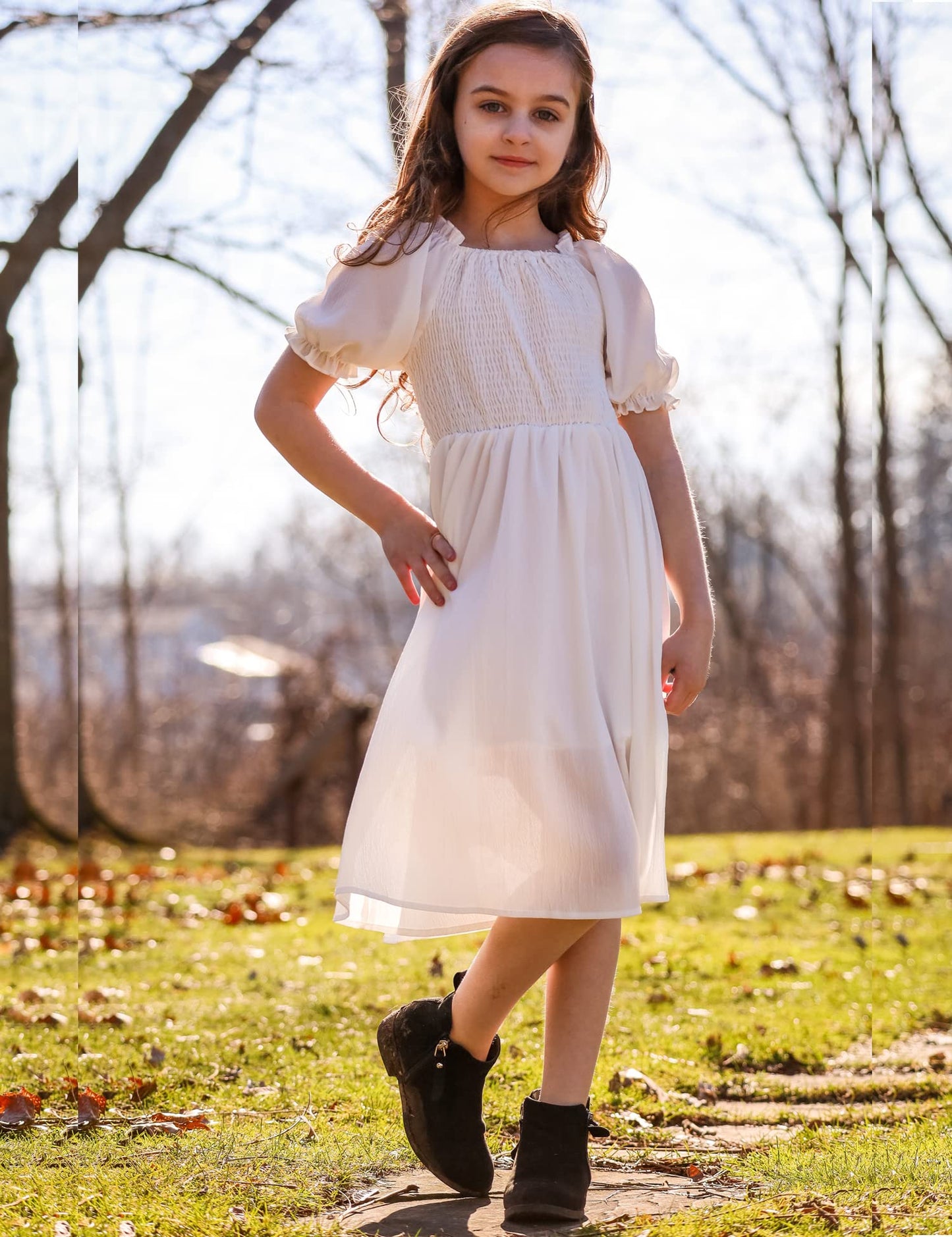 Arshiner Girl's Sleeveless Stretchy Crop Top A-Line Swing Party Dress Solid White for 4-5 Years