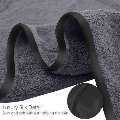 TENSTARS Luxury Silk Hemming Towel Set - Light Thin Quick Drying - 2 Bath Towels 2 Hand Towels 2 Washcloths - Ultra Soft Microfiber, for Bath Fitness, Sports, Yoga, Travel (Dark Grey 6 Pieces)