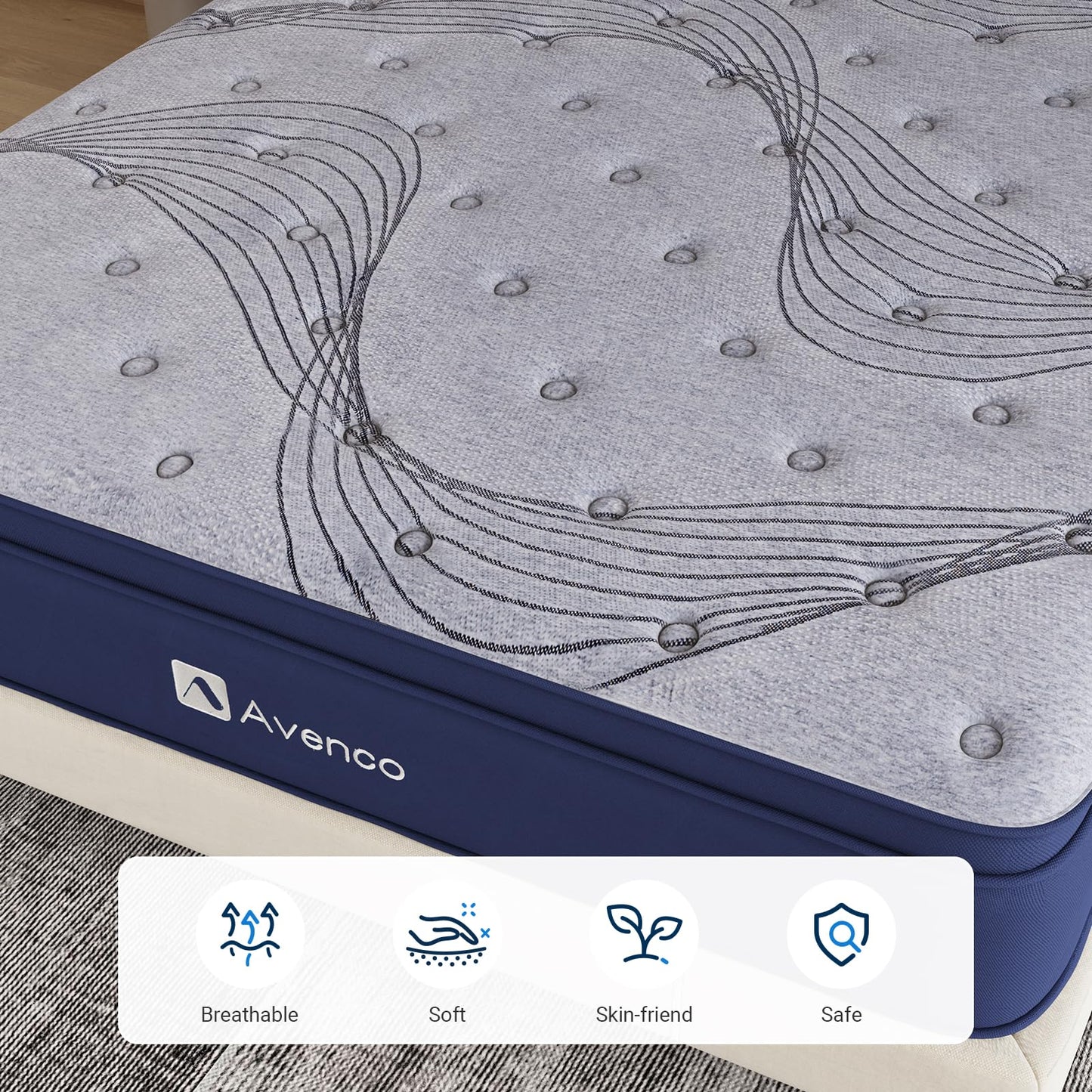 Avenco Mattress Full Size, 12 Inch Full Mattress Hybrid, Medium Firm Full Mattress in a Box for Pressure Relief and Sound Sleep, Wrapped Coils and CertiPUR-US Foam, Soft Breathable Fabric