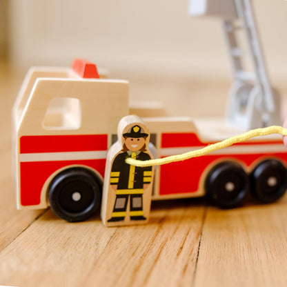 Melissa & Doug Wooden Fire Truck Toy Set