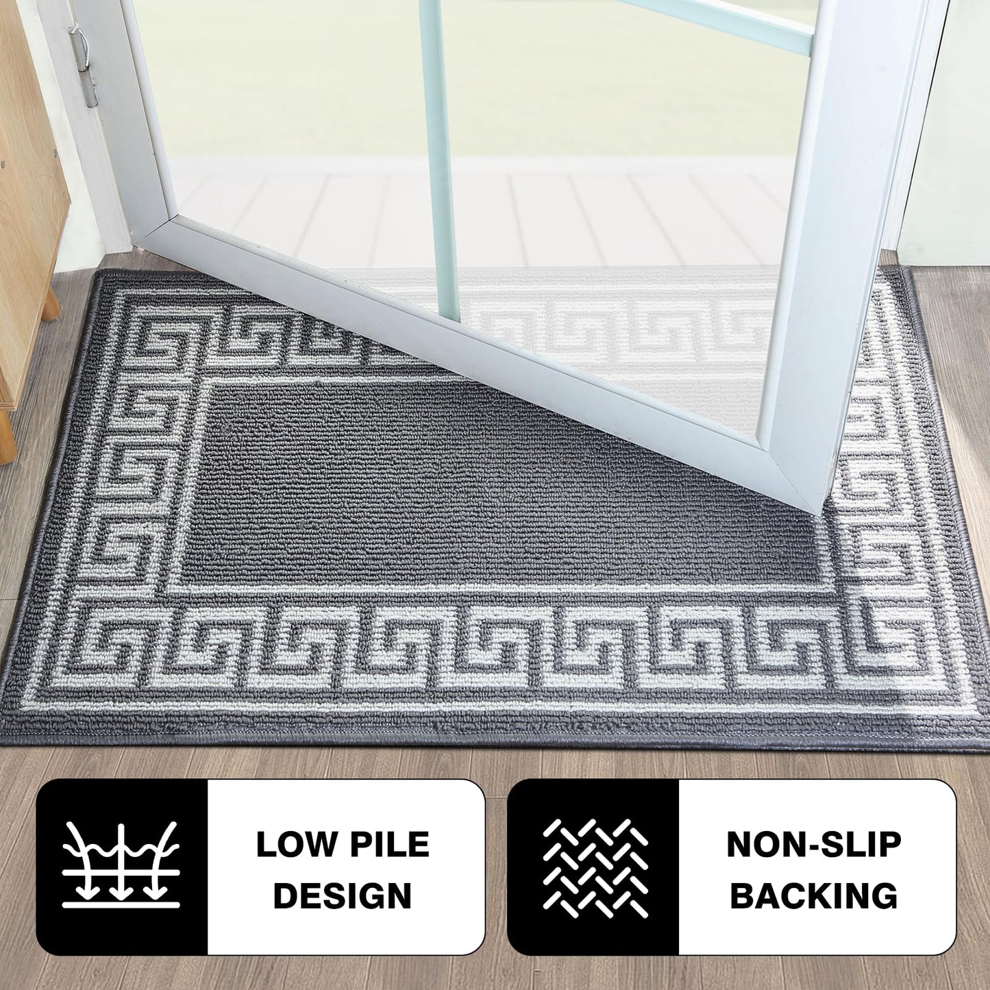 Syalife Door Mat Indoor Doormat, Non-Slip Resist Dirt Entryway Rug Entrance Mat, Dog Door Mat, Super Absorbent Welcome mat for Muddy Wet Shoes and Paws, 24"x35", Grey 03