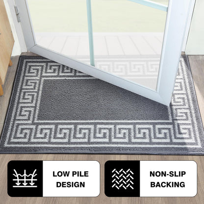 Syalife Door Mat Indoor Doormat, Non-Slip Resist Dirt Entryway Rug Entrance Mat, Dog Door Mat, Super Absorbent Welcome mat for Muddy Wet Shoes and Paws, 24"x35", Grey 03