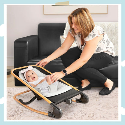 Dream on Me Rock With Me 2-in-1 Baby Rocker and Stationary Seat, Baby Rocker Seat for Infant with Removable Toy Bar, Baby Rocker Chair with Soothing Music & Vibration, 0-6 Months, Upto 20 Lbs