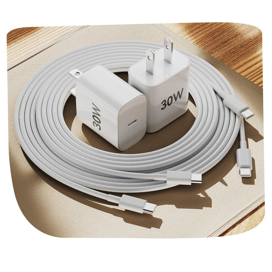 30W Fast USB-C Charger with Long Cable
