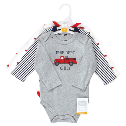 Hudson Baby Long-Sleeve Baby Bodysuit, Fire Truck