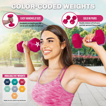 Yes4All Pink Vinyl Coated Dumbbell Pair - 10 lbs