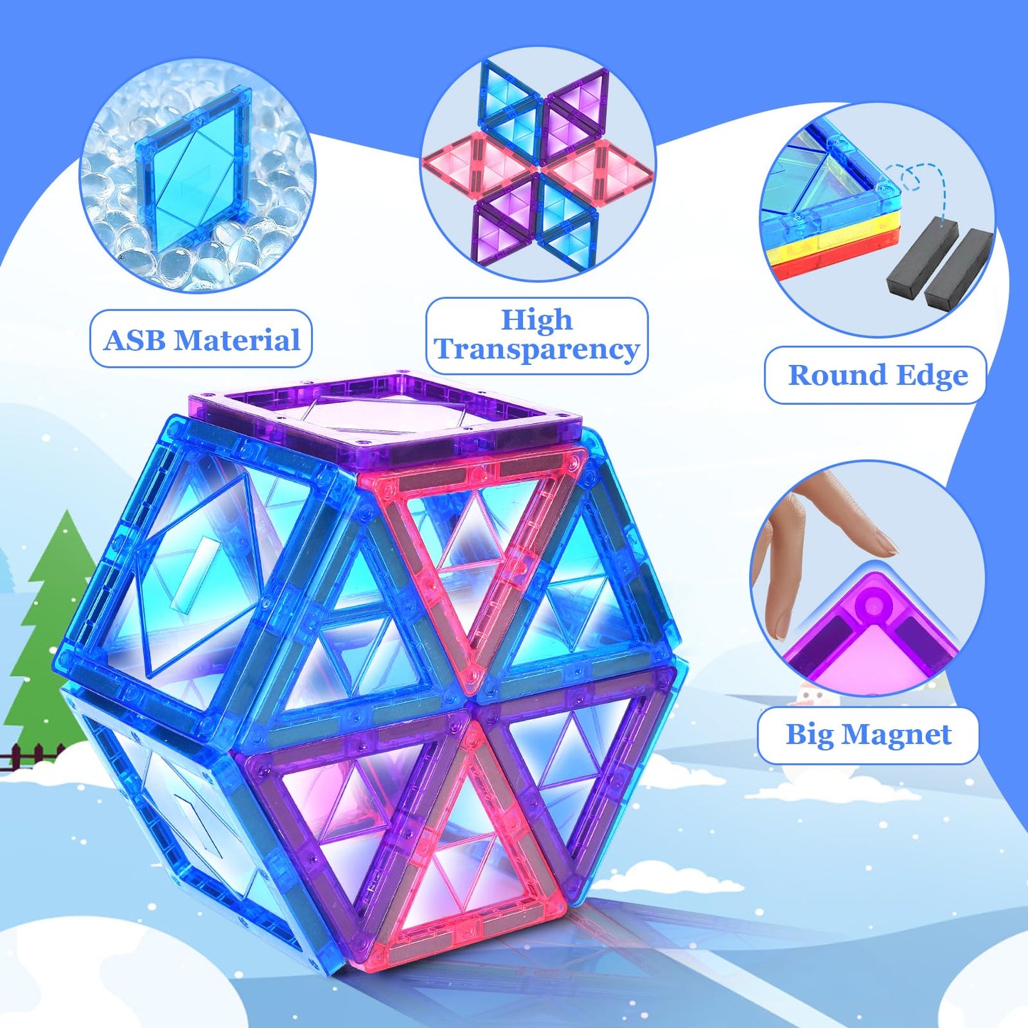 Magnetic Building Tiles for Kids 3-7 Years
