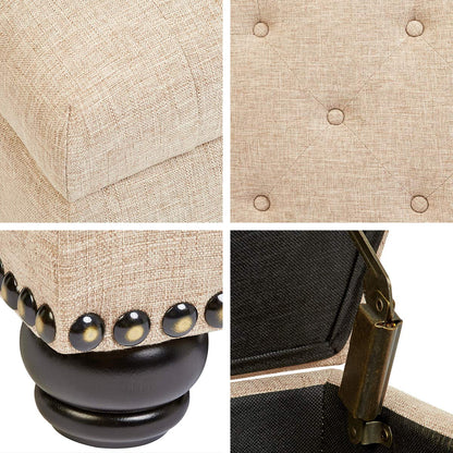 Modern Linen Upholstered Storage Ottoman by FIRST HILL