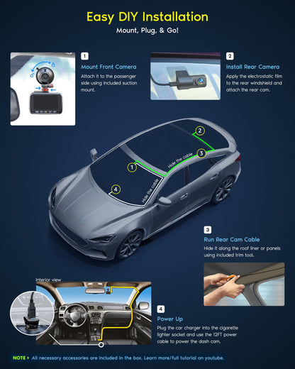 ROVE 4K Dual Dash Cam with 128GB Card