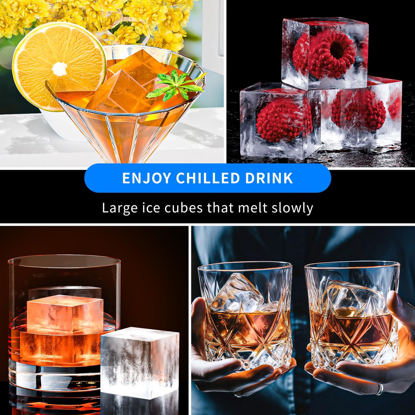 2 Pack HANCELANT Large Ice Cube Trays