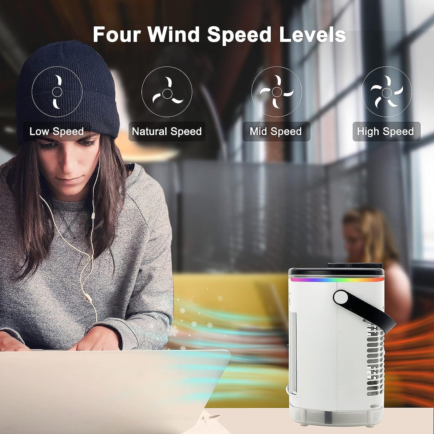UPDATE: DEAD ❗ Portable Air Conditioners, Cooling fan Mini Air Conditioner Portable, 4 Wind Speed & 7 LED Light, 2 Cool Air Spray & 2-8H Timer, Personal Air Conditioner Evaporative Air Cooler for Room/Office
