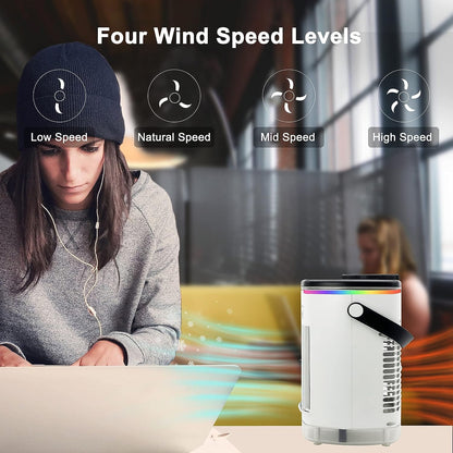 UPDATE: DEAD ❗ Portable Air Conditioners, Cooling fan Mini Air Conditioner Portable, 4 Wind Speed & 7 LED Light, 2 Cool Air Spray & 2-8H Timer, Personal Air Conditioner Evaporative Air Cooler for Room/Office