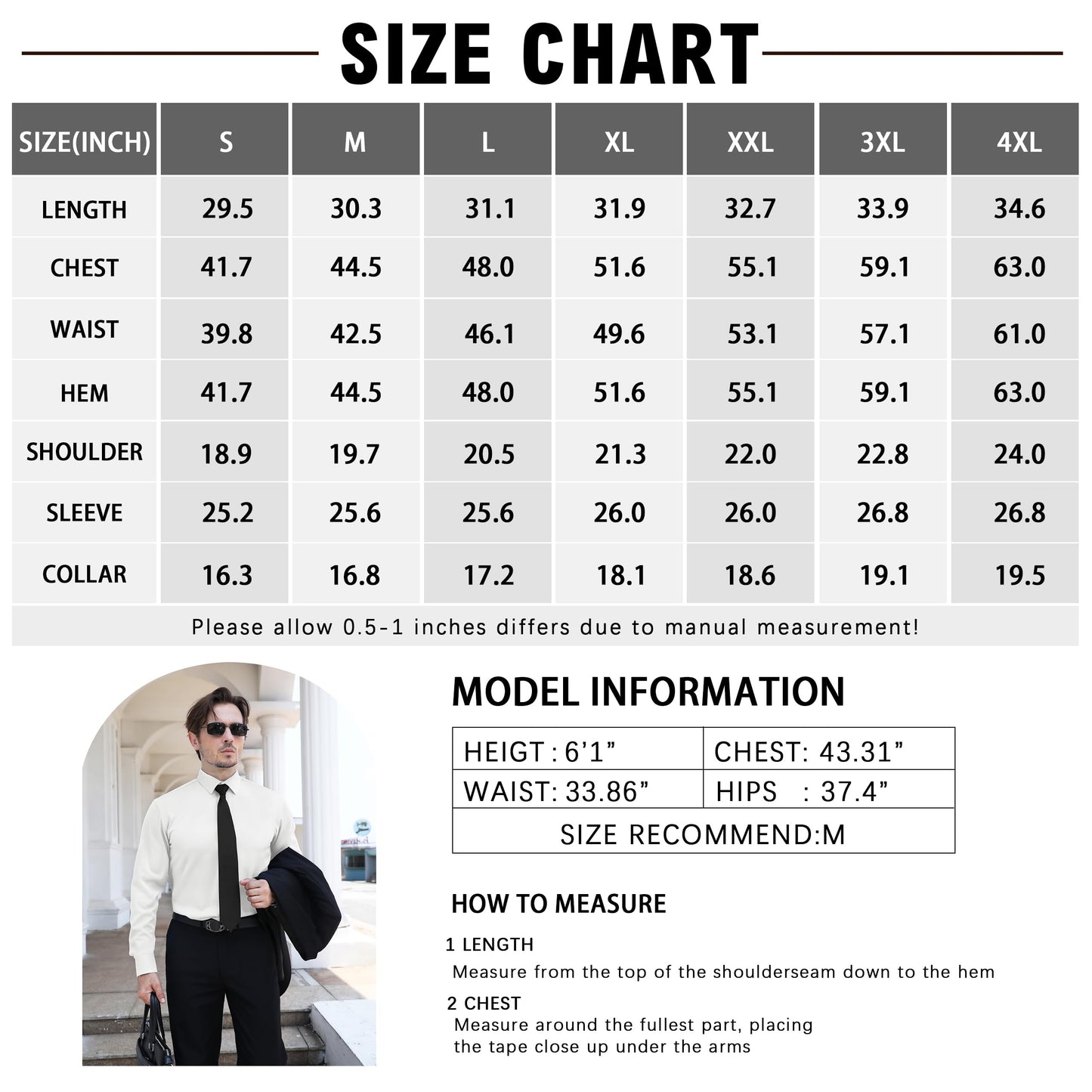 LUPURTY Long Sleeve Dress Shirt for Men