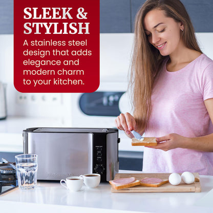 4-Slice Elite Gourmet Toaster with Extra Wide Slots