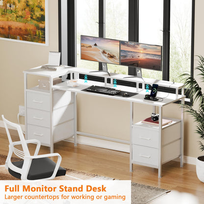 Korfile 55 Inch Gaming Desk with LED Lights
