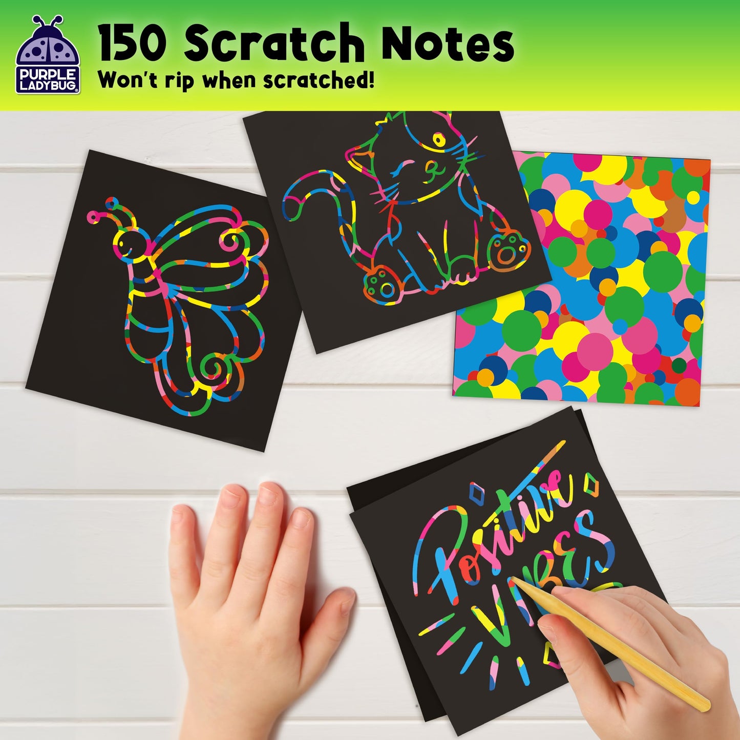 150 Rainbow Scratch Art Mini Notes for Kids