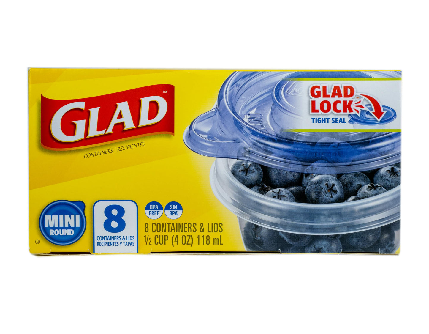 Glad Mini Food Storage Containers, 4 oz, 8 Count