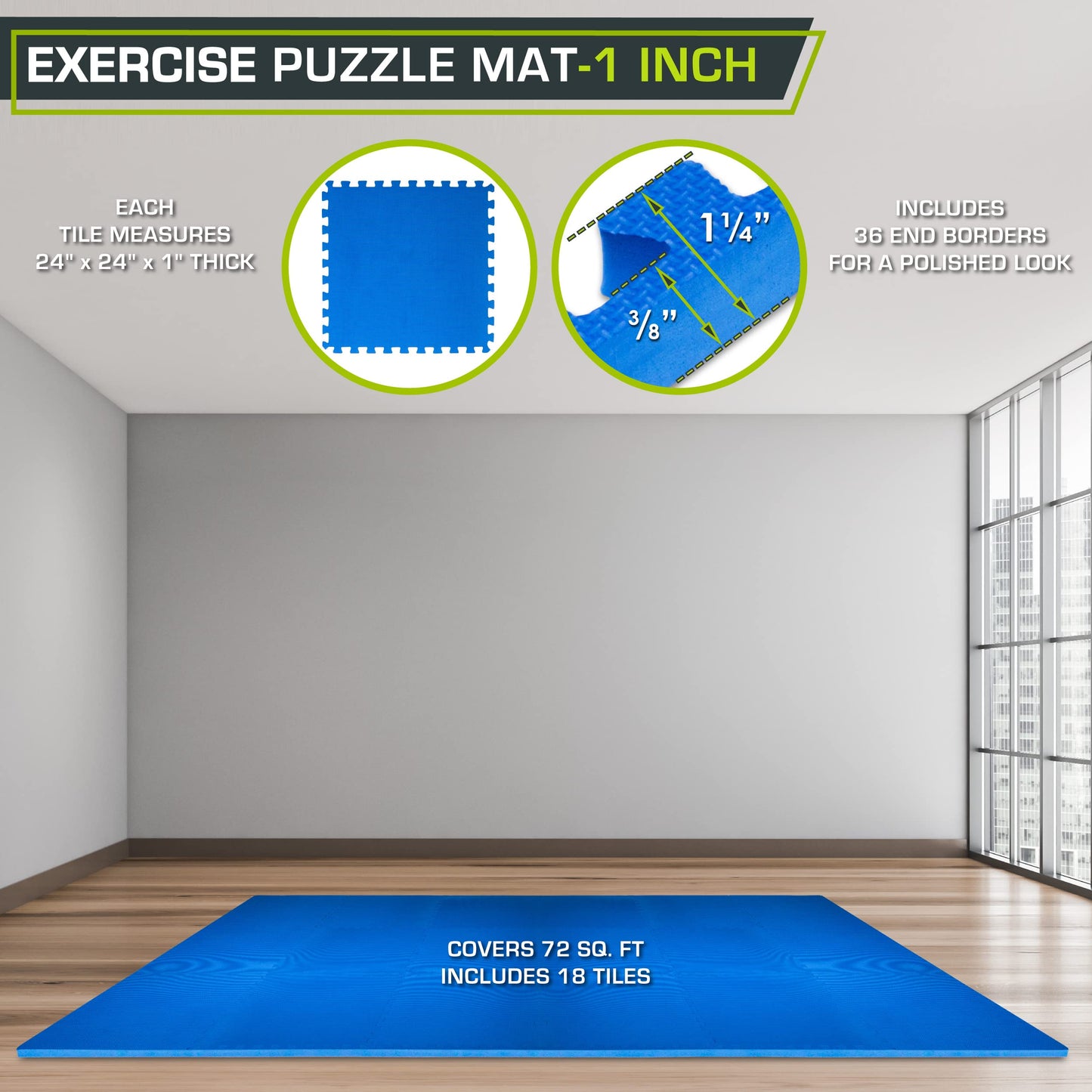 ProsourceFit Extra Thick Exercise Mats 18 Tiles , 72 Sq Ft
