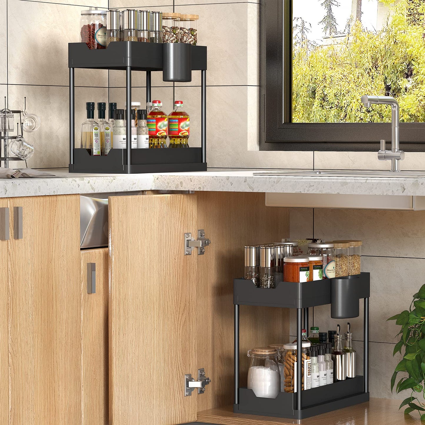 2 Pack Under Sink Organizer with Pull Out Drawers