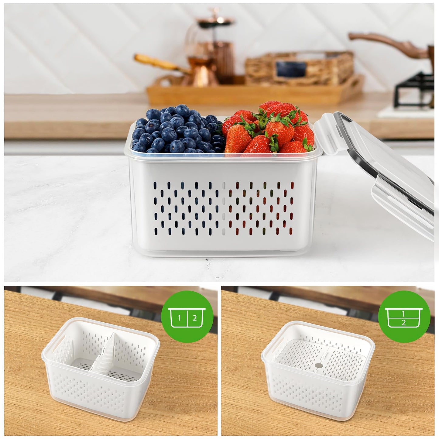 Leakproof Fruit Storage Containers for Fresh Produce