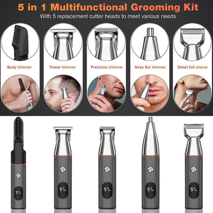 Telfun Beard Trimmer for Men, Electric Razor IPX7 Waterproof Beard Trimming Kit with Mustache Nose Ear Body Facial, Shaving Kit for Cordless Hair Trimmer, Hair Clippers, Gifts for Men