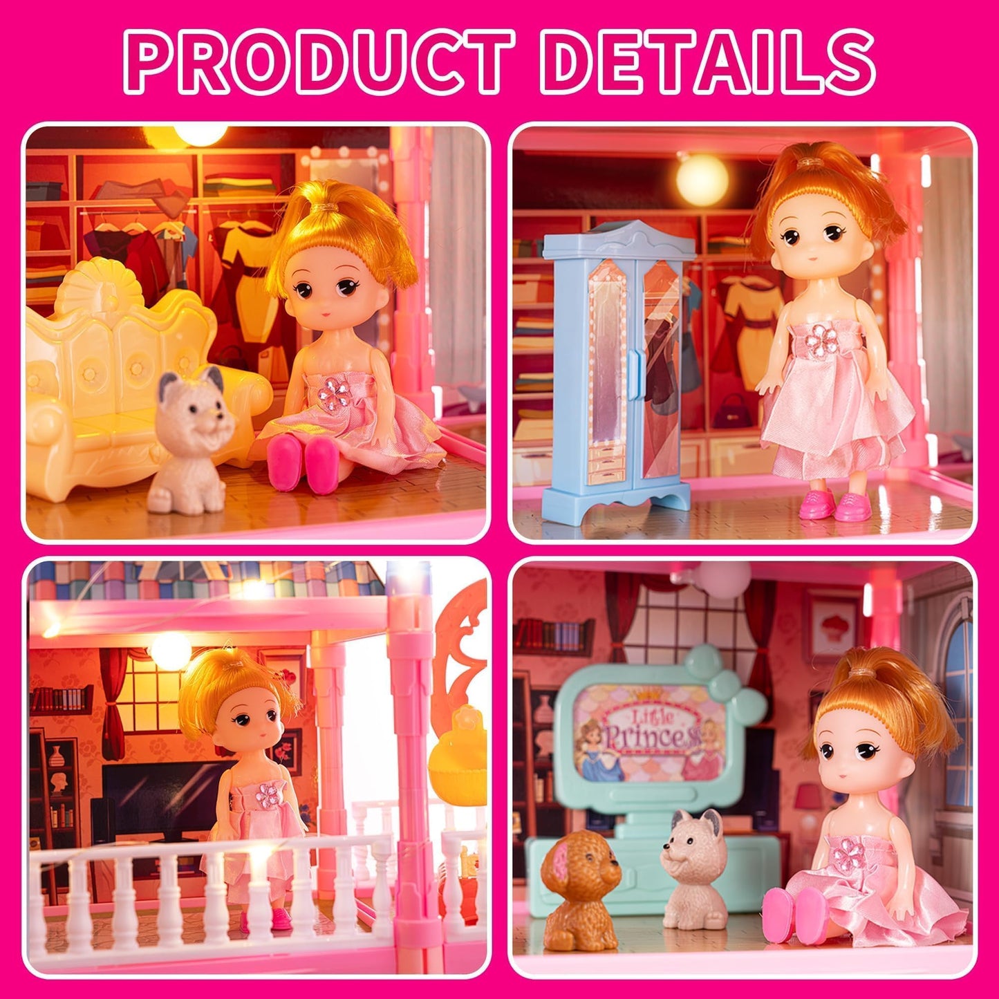 KLADNDER 5-Story Dollhouse with 29 Rooms