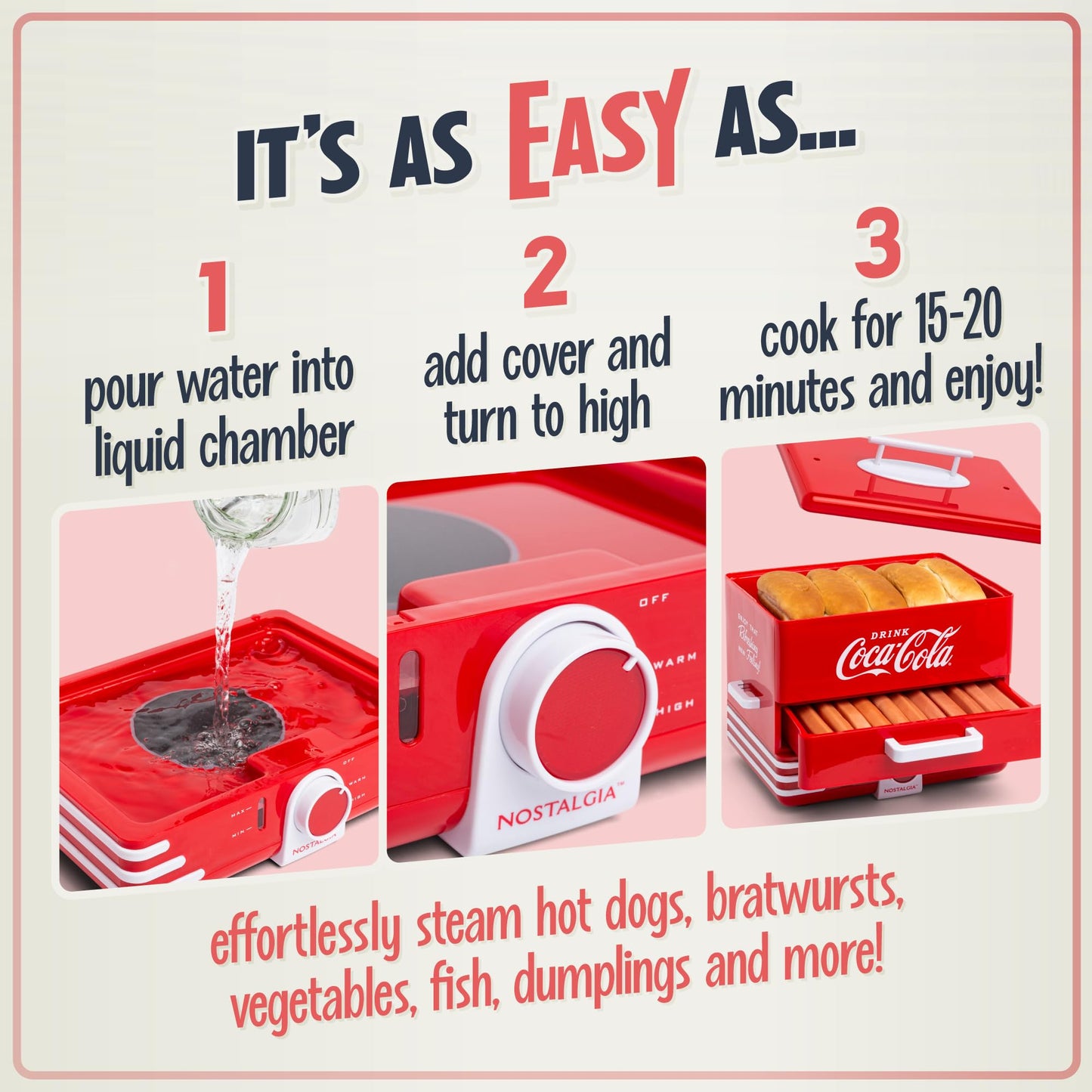 Nostalgia Diner-Style Hot Dog Steamer & Warmer