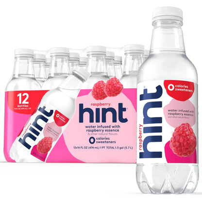 12 Pack Hint Raspberry Flavored Water Beverages