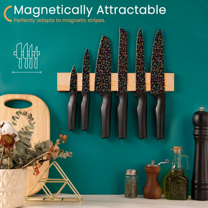 Astercook Knife Set, 12 Pcs Geometric Figure Kitchen Knife Set, 6 Anti-Rust Coating Stainless Steel Kitchen Knives with 6 Blade Guards, Dishwasher Safe