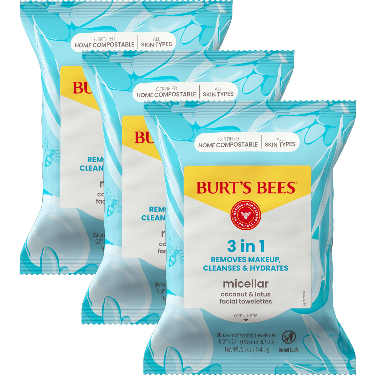 90 Count Burt's Bees Micellar Facial Cleansing Wipes