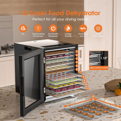 12-Tray Stainless Steel Food Dehydrator Machine